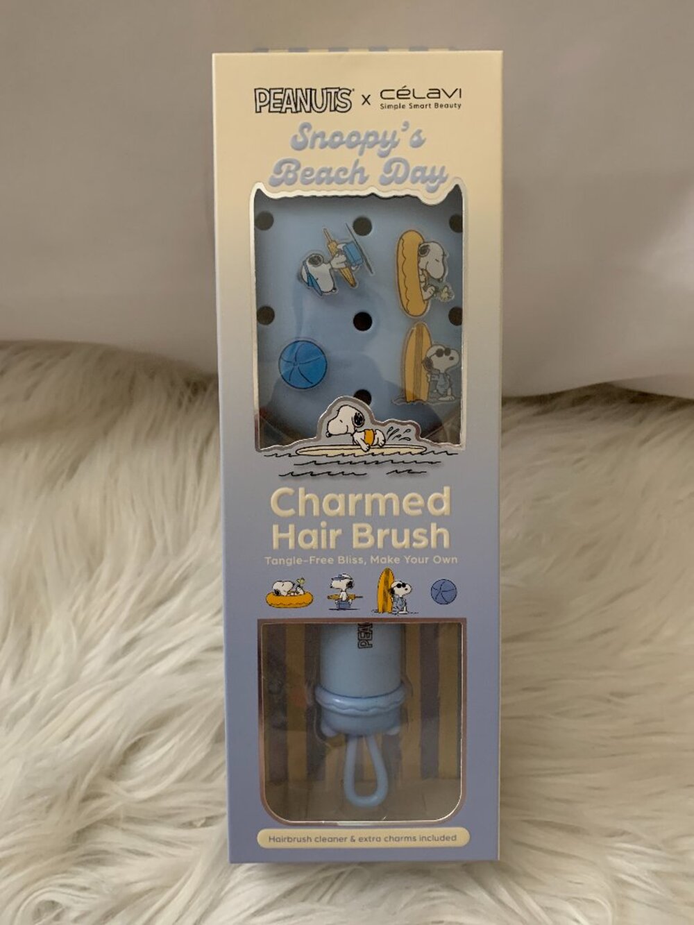 PEANUTS X CELAVI Snoopy's Beach Day Charmed Hair Brush in Blue